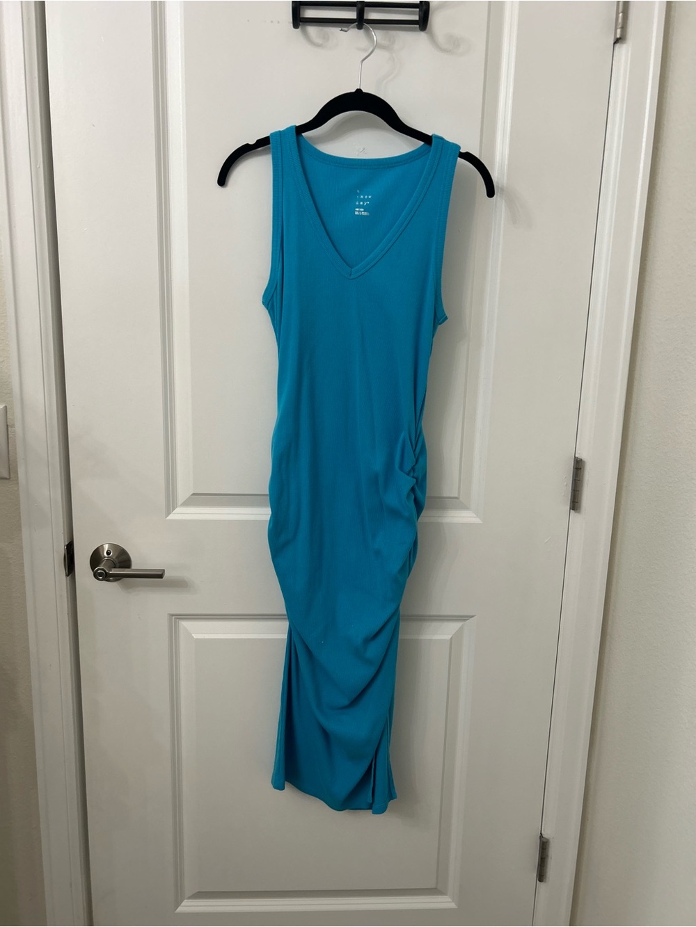 A New Day Sleeveless V-Neck Ruched Maxi Dress - Turquoise Size Medium